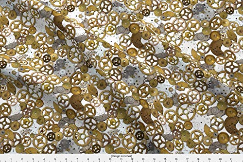 Spoonflower Steampunk Fabric - Steampunk Cogs Gears Watches Wheels Steam Punk Costumes - by Joyfulrose Printed on Basic Cotton Ultra Fabric by The Yard
