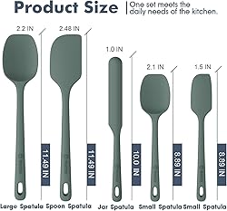 ChefAide 5 Pieces Silicone Spatula Set, Food Grade