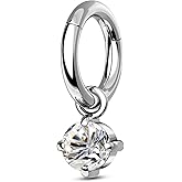 COCHARM G23 Titanium Clicker Hoop Rook Piercing Jewelry 6mm 8mm 16G Surgical Steel Dangle Rook Earring for Women Dangling Daith Helix Piercing Ring Nickel Free
