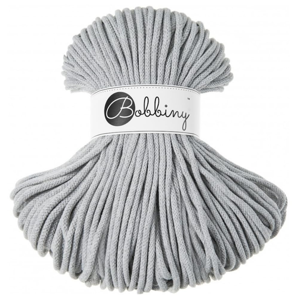 Bobbiny Premium 5mm Braided Macrame Cord (Light Grey) 100m