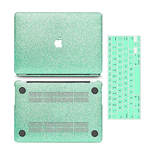 MacBook Air 13 inch Case,Anban Glitter Bling Smooth Protective Laptop Shell Slim Snap On Case with Keyboard Cover Compatible MacBook Air 13" (A1369 & A1466),Shining Mint Green