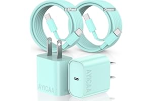 AYicaa for iPhone 15 Charger Fast Charging 6FT USB C Charger Block for iPhone15 USBC Charging Cable for iPhone 15 Pro Max USB-C Charger Cord for iPhone 15 Pro/15 Plus/iPad Pro 12.9Mini/Air (20W Green)