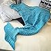 Awkli Mermaid Tail Blanket Knit Crochet and Mermaid Blanket for Adult Sleeping Blanket, Gift for Mother Day, Halloween, Thanks Giving Day (Light Blue)