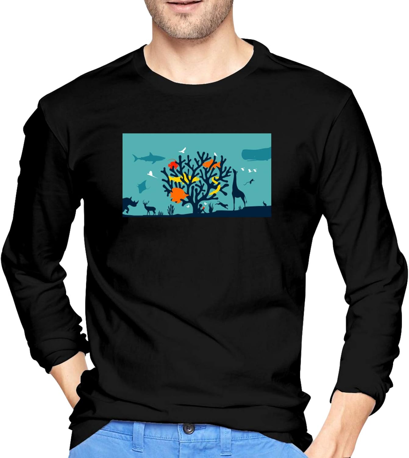 Amazon.com: World Wildlife Day Men's Long Sleeve T-Shirts Adult Crew