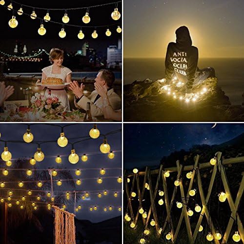 Solar Powered String Lights,20 feet/6 meters 30 LED Solar String Lights LED Waterproof Fairy Flower Peach blossom Decorative Lighting (Bubble-Warm White)