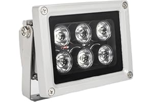UQISOVI Night Vision IR Illuminators 850nm Visible 6-LEDs Infrared Light IP65 Water-Resistant Outdoor Floodlight for Security Cameras (850nm IR, 15° Angle for 16mm Lens)