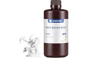 ANYCUBIC 3D Printer Resin with Low Odor and Safety, 405nm UV Plant-Based Rapid Resin with High Precision and Quick Curing for LCD 3D Printing (White, 1000g)