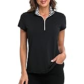 LRD Women's Golf Polo Shirt Short Sleeve Quarter Zip Mock Neck Tennis Shirt UPF 30 Sun Protection Quick Dry Performance Top