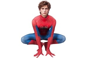 HTXGUO Halloween Red Bodysuit Jumpsuit Superhero Costume Cosplay Zentai Onesie Outfit Mask for Kids Adult