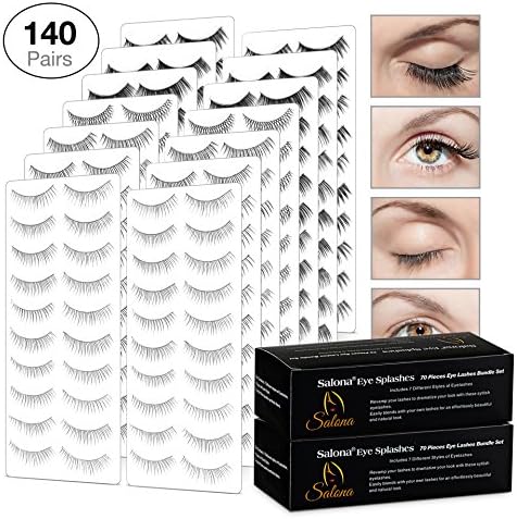 Eye Splashes 140 Pairs False Eye Lashes Bundle - 7 Styles (140 Pairs Bundle)