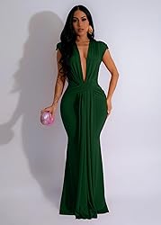 Memoriesea Women's Elegant Sleeveless Deep V Neck