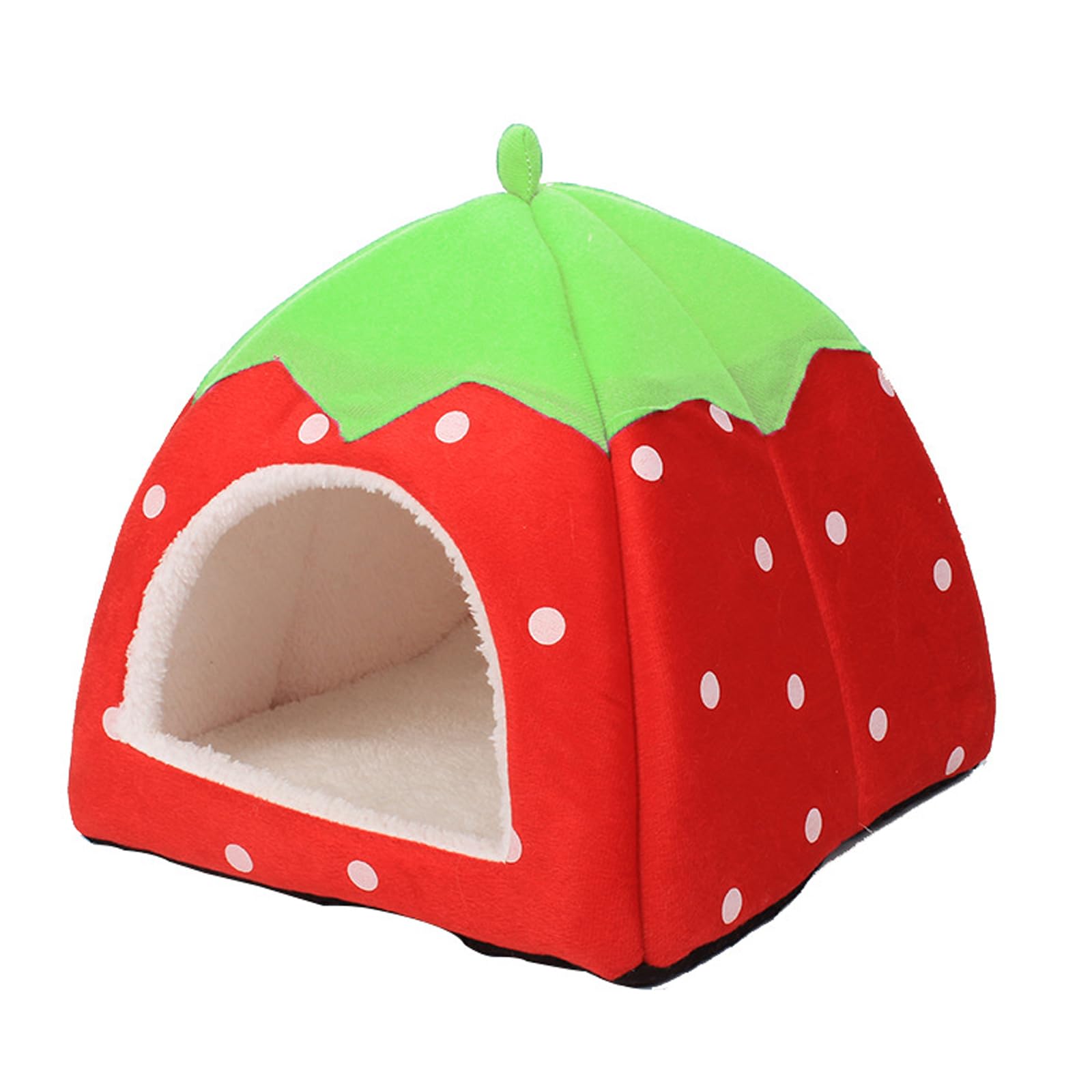 Guinea Pig House, 1 Pack (24 X 24cm) Small Animal Winter Warm Nest, Non Slip Strawberry Hedgehog With Removable Pad, Animals Warm Sleeping (Red)