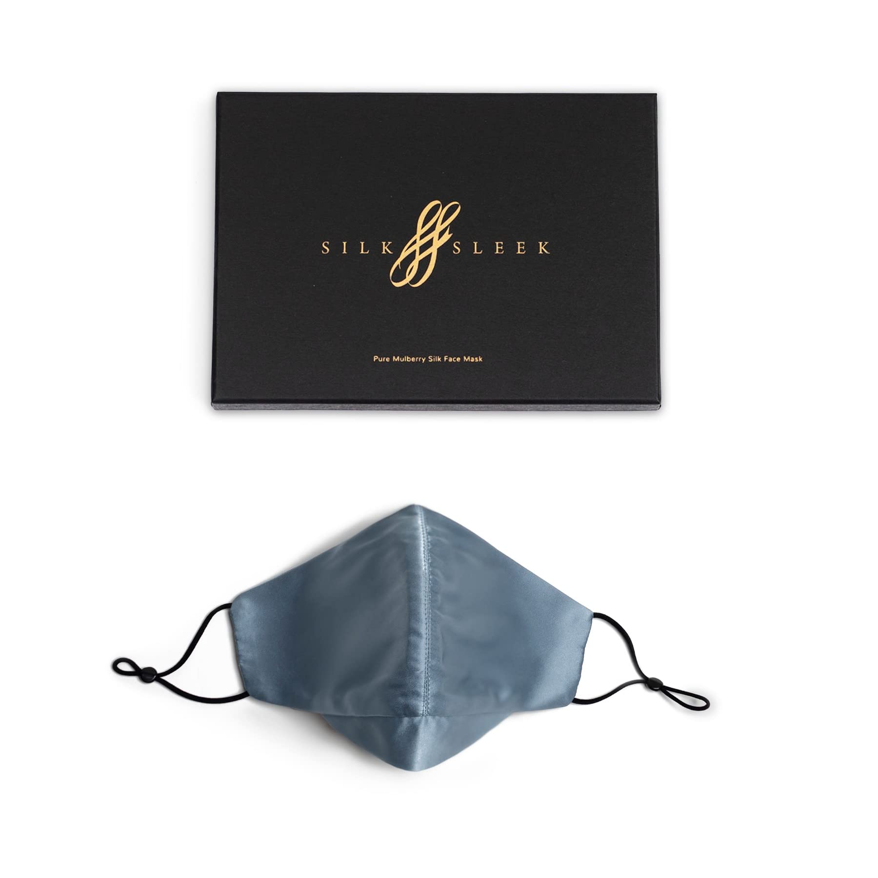 SilkSleek Pure Mulberry Silk Face Mask with Nose Wire 2 layers. 100% Pure 6A Grade Natural Silk Adjustable Washable & Breathable. (Duck Egg Blue)