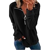 NEYOUQE Womens Fall Winter Fashion Sweatshirts Quarter Zip up pullover Polo sweatshirt women casual trendy crewneck tops