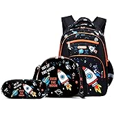 Cusangel Kids Backpack for Girls Preschool Elementary Kindergarten School Bag 15.6″ Multifunctional Cute Large Capacity (Black Space 3pcs)