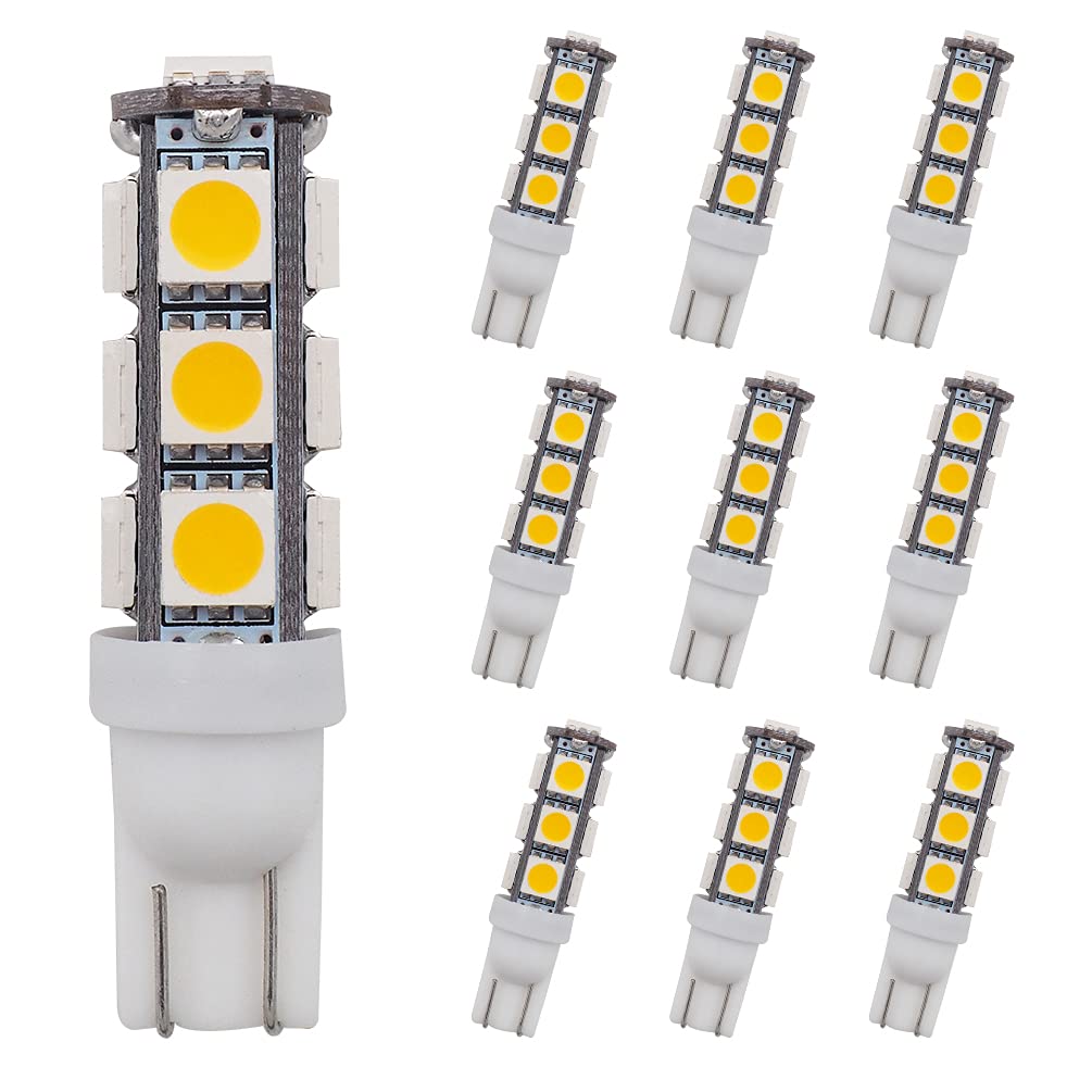 GRV T10 921 194 13-5050 SMD Wedge LED Bulb lamp Super Bright Warm White DC 12V Pack of 10