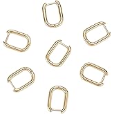Airssory 5 Pairs 17.5x13mm Small Polished Real 18K Gold Plated Brass Oval Huggie Hoop Oval Earrings for Women Earring Jewelry Making