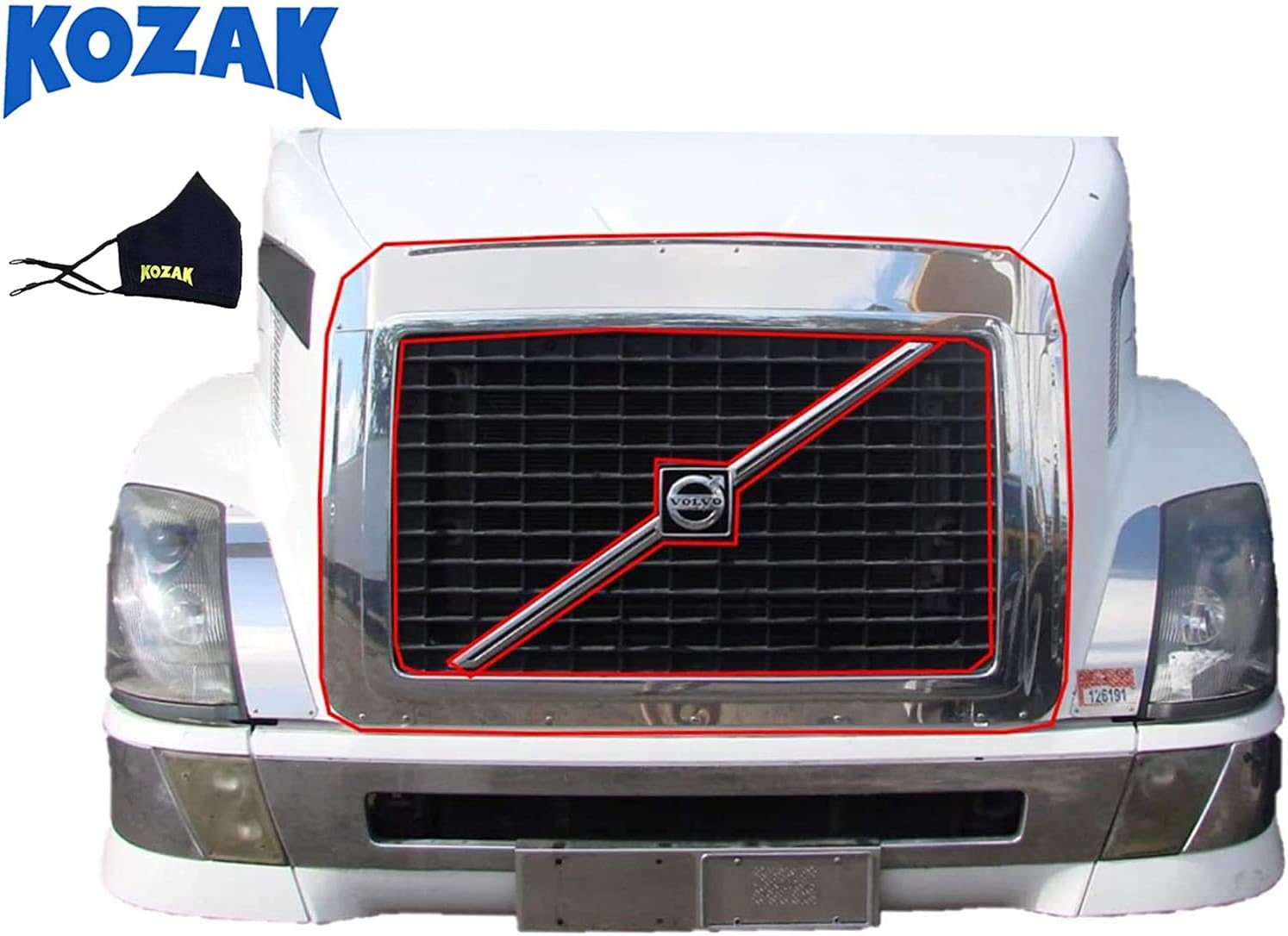 Amazon Com Longroadaccess Kozak Volvo Vnl Semi Truck Chrome Accessories Volvo 04 17 Chrome Bug Shield Deflector Plus Volvo Vnl Truck Emblem And Stripe With Kozak Face Mask Automotive