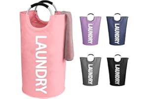 WOOHA 95L Large laundry basket,Collapsible laundry hamper, Tall Clothes Baskets Folding Washing Bin Foldable Fabric Hamper Bags for Bedroom, Closet,Bathroom,College,laundry bag,pink