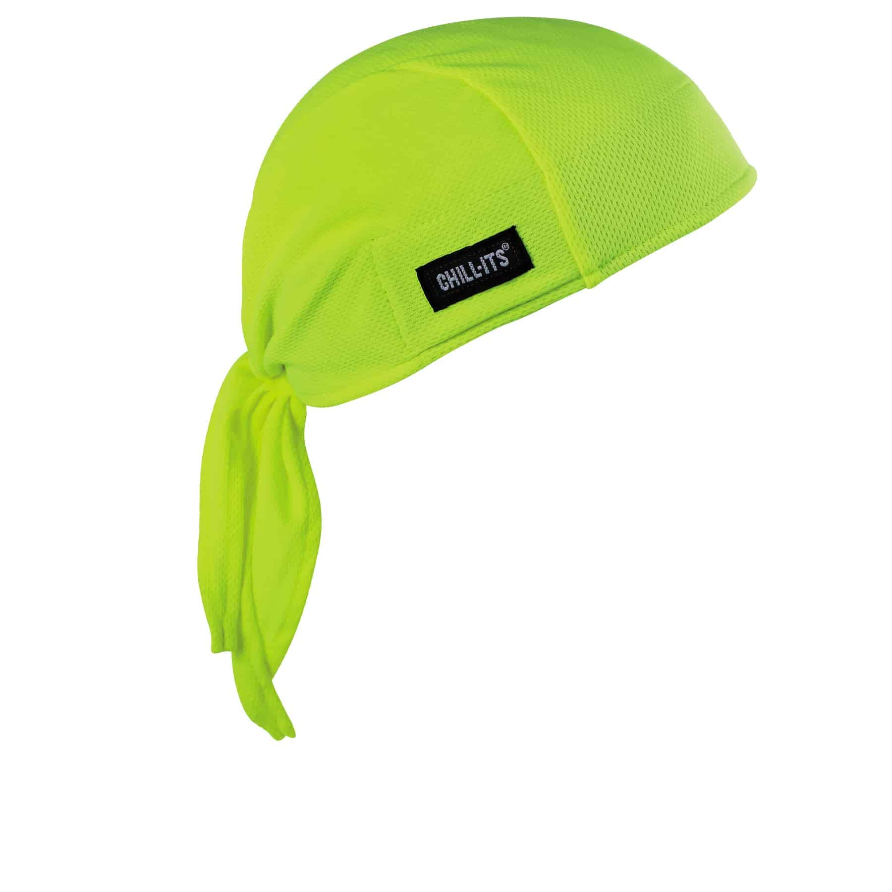 Ergodyne Chill Its 6615 Dew Rag, Lined with Terry Cloth Sweatband, Sweat Wicking, Lime