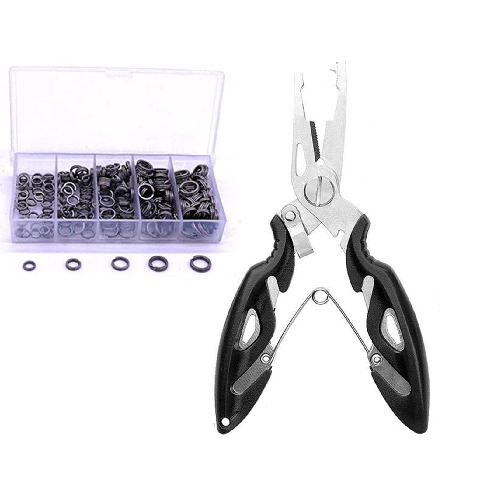 Photo 1 of 250pcs Heavy Duty Small Stainless Steel Split Rings and Split Ring Pliers, Open Jump Rings and Fishing Plier Tool Kit for Saltwater Fishing Lure Connector, Jewelry Making Findings, Small Key Rings