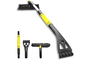 ZRSCHYG Snow Brush and Ice Scraper,Detachable Car Snow Shovel Retractable Snow Remover with 360°Pivoting Brush Head for Car Windshield Truck SUV MPV Auto Vehicle,Winter Accessorys,25"-31",Yellow