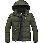 GGleaf Men's Winter Puffer Jacket Quilted Thicken Down Coat Insulated and Water Repellent Jacket with Hood