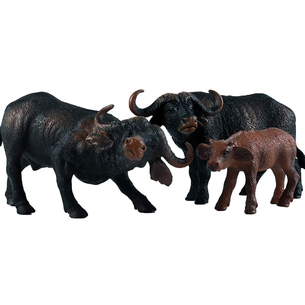 TOYANDONA 3pcs African Buffalo Model Wild Animal Figurines Home Office