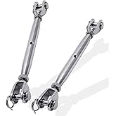 suiwotin 2PCS 3/8" (M10) Turnbuckle Stainless Steel Jaw and Jaw Turnbuckle Rigging Screw, Closed Body Turnbuckle Jaw for Marine Grade