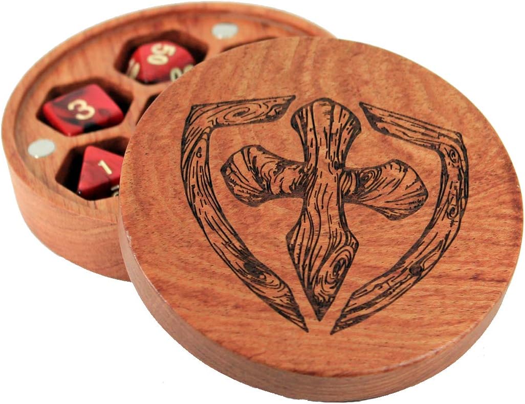 Paladin Roleplaying DnD Dice Box - Solid Wood Storage Case for Polyhedral RPG and Tabletop Gaming Dice, Brown, 9cm x3cm - Image 4