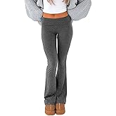 Sumleno Women Y2k Skinny Pants Flare Leggings Low Rise Fold Over Waist Bootcut Stretchy Yoga Sweatpants Lounge Streetwear