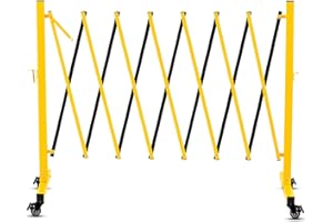 Ntiibcuy Expandable Barricade｜11FT Folding Security Gate Safety Barrier with Casters｜Mobile Barrier Gate｜Adjustable Traffic Fence for Road Construction,Traffic Control,Cordon,Pool｜Yellow Black