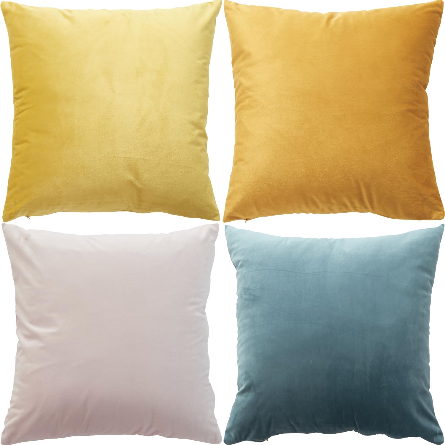 GONOVE Cushion Covers 40cm x 40cm Soft Velvet Colorful Plain Pillowcase Set of 4 Square Decorative Throw Pillow Cover for Home Sofa Bed Chair, Blue Orange Series โ image 1