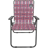 MOUNTAIN SUMMIT GEAR Retro Webbed Camping Chair - Lightweight, Foldable, Durable Steel Frame, 300lb Capacity, Vintage Red/Blue Stripes by Caddis Sports