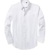 Alimens & Gentle Mens Oxford Shirt Solid Stretch Dress Shirts Casual Business Long Sleeve Button Down Shirt with Pocket