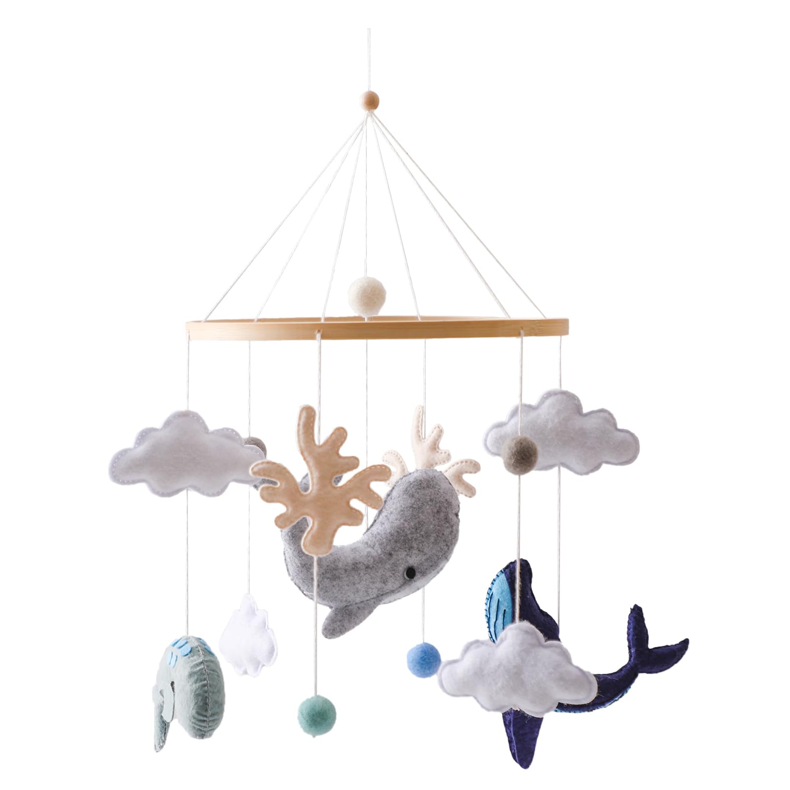let's make Baby Mobile Wooden with Balls, Marine Animal Bed Bell Wind Chime, Mobile for Boys and Girls, Fresh Home Decoration Gift — image 1