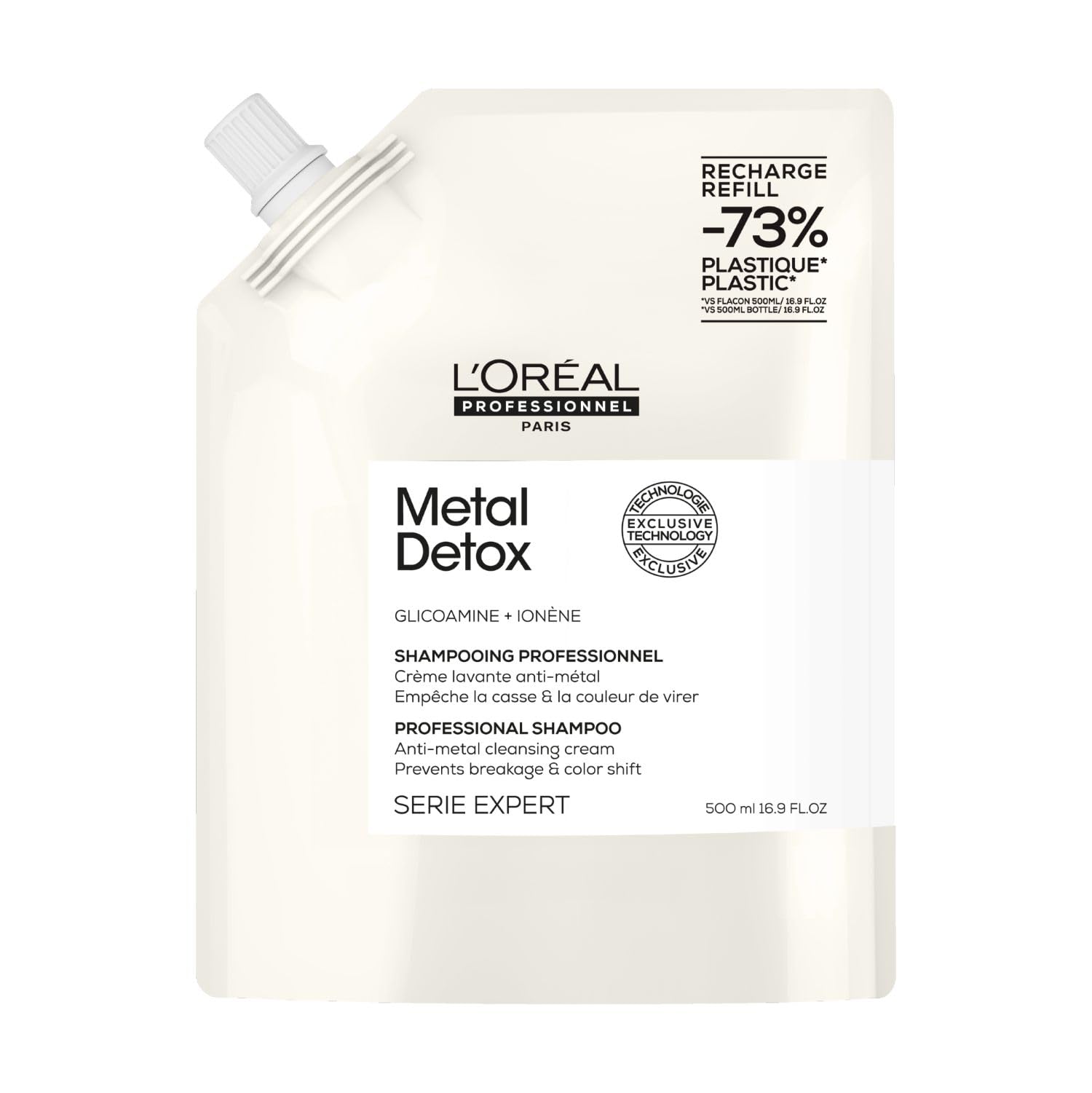 L’Oréal Professionnel Metal Detox Shampoo, Prevent Breakage & Colour Fade from hard water, Prevent Damaged Hair, Sulphate-Free & Vegan, Refill