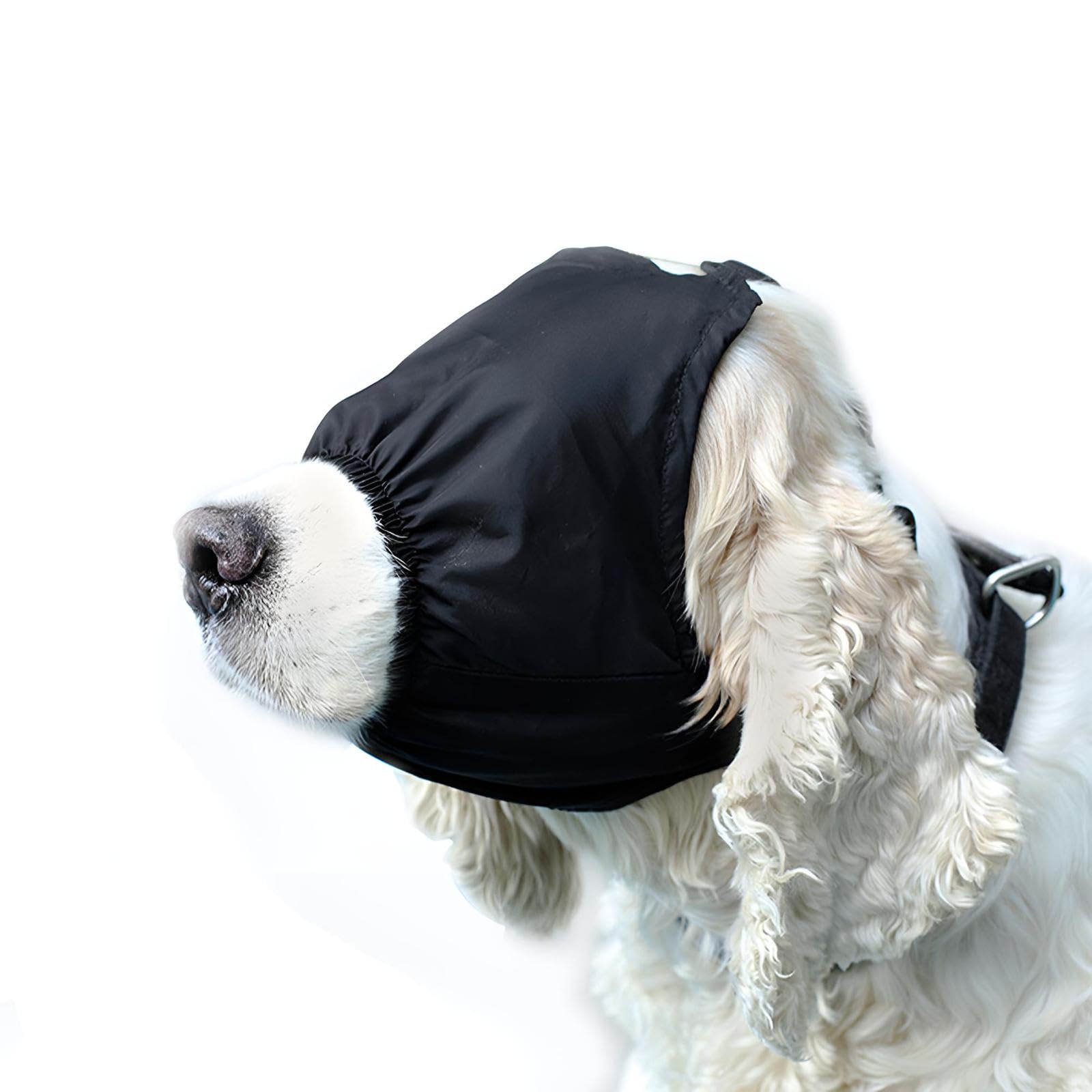 Photo 1 of DELIFUR Dog Muzzle Pet Eye Cover Dog Blindfold Thunder Cap for Dogs Eye Mask Nylon Shading for Grooming Anti Car Sickness Adjustable (L)
