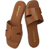 MOAILAOZI Women's Dressy Flat Sandals, Slip On Slide With Comfortable Memory Foam Support, Summer Beach Slide
