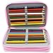 LORJE Multilayer Colored Pencil Case, Large, 48 Pink Gray Pen Bag