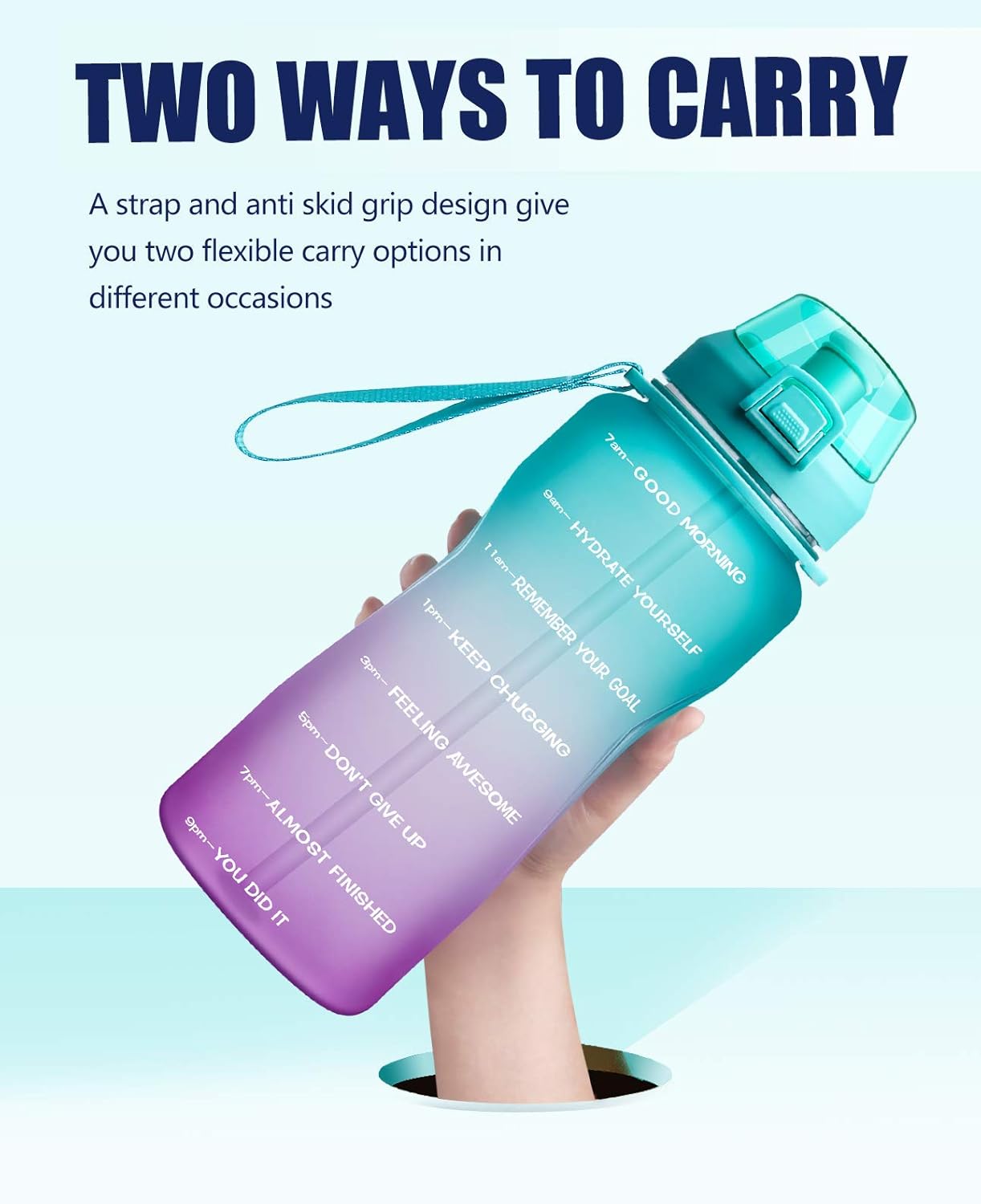 Fidus Large Half Gallon/64oz Motivational Water Bottle with Time Marker & Straw, Leakproof Tritan BPA Free Water Jug, Ensure You Drink Enough Water Daily for Fitness, Gym and Outdoor Sports : Sports & Outdoors