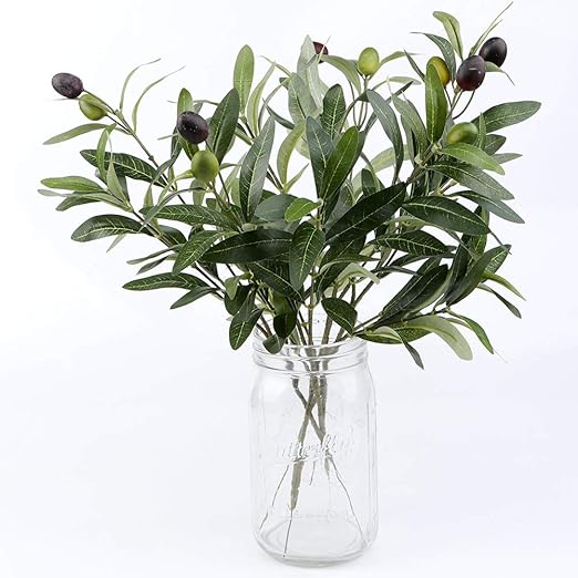 OurWarm 10pcs Olive Tree Branches Artificial Olive Plant Branches