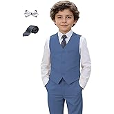 Laimi Duo Boys Suits Kids Dress Vest Pants Set Ring Bearer Outfit, 5 Piece Formal Suit Set with Shirt,Necktie and Bow Tie