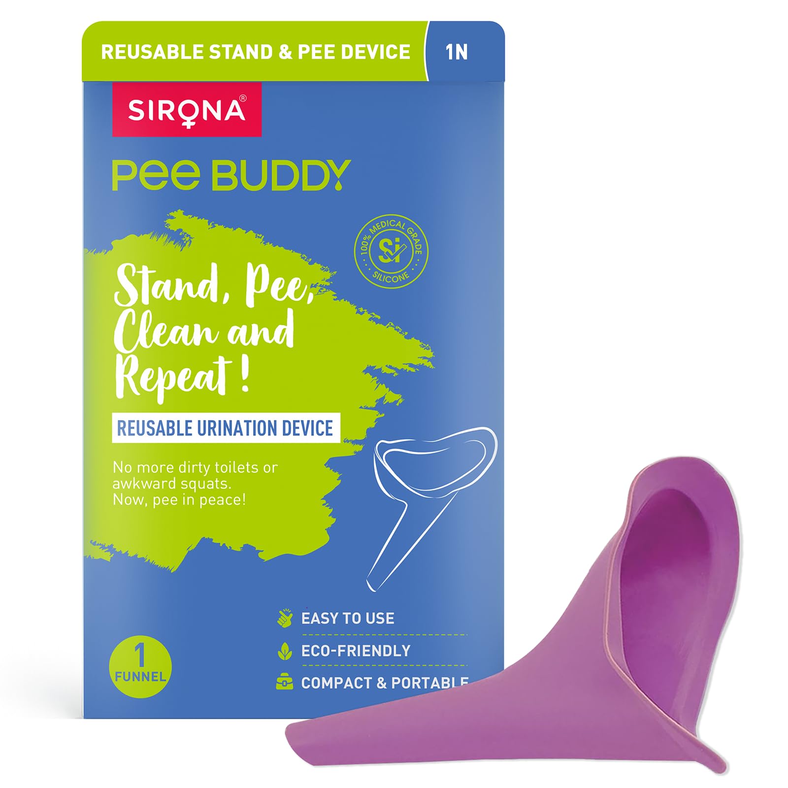 PeeBuddy Reusable Portable Female Urination Device for Women - 1 Unit - Perfect for Travel, Outdoor Activities Including Camping, Hiking and Festivals