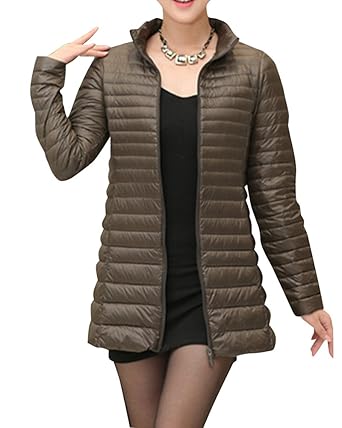 Damen Große Größen Mittellange Daunenjacke Leichte Verpackbare Bepackbare Steppjacke