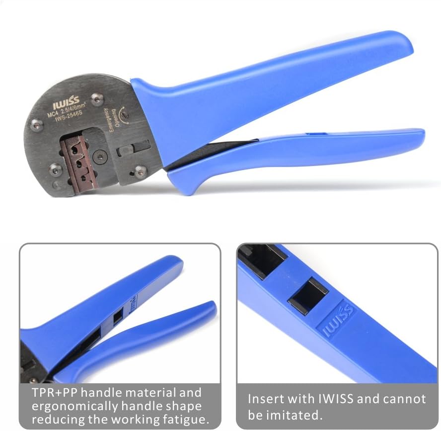 IWISS MC4 Solar Crimping Tools for AWG 14-10(2.5/4/6.0mm2) Solar Panel PV Cables: Home Improvement