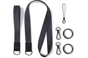 Syyflibb Black Wristlet Strap and Neck Lanyard Keychain Set for ID Badge Holder, Wallet, and Key Chain - Multifunctional Lany
