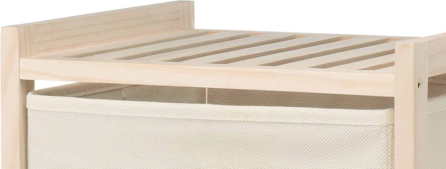 Whitmor 3 Drawer Wood Chest - Compact Design - Pull Out Fabric Bins - Natural Pine: Home & Kitchen