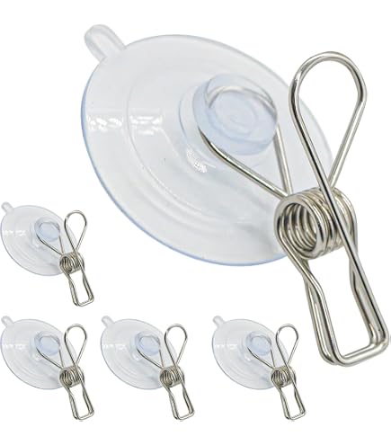 AUEAR, 8 Pack Clear Suction Cup Clips Round Clamp Holder...