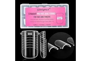 Straight Flat Polygel Nail Forms for Finger and Toes,GlimightyX Pre-etched No File Dual Forms Molds for Large Wider Normal Petite Finger &Toe Nail Beds,16 Sizes 000 to 13